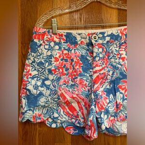 Lilly Pulitzer butterfly shorts with a scalloped hem